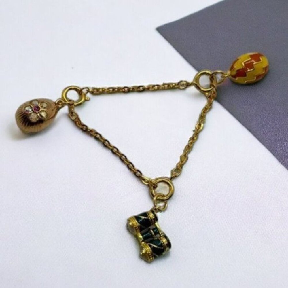 Joan Rivers Egg Necklace Set Opera Glasses Zig Zag Egg Flower Egg Gold Tone